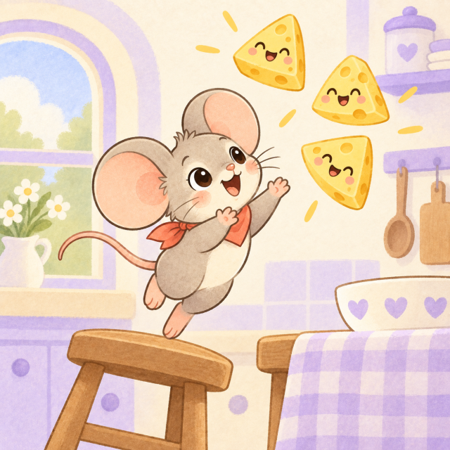 Pipi the mouse on a kitchen mission